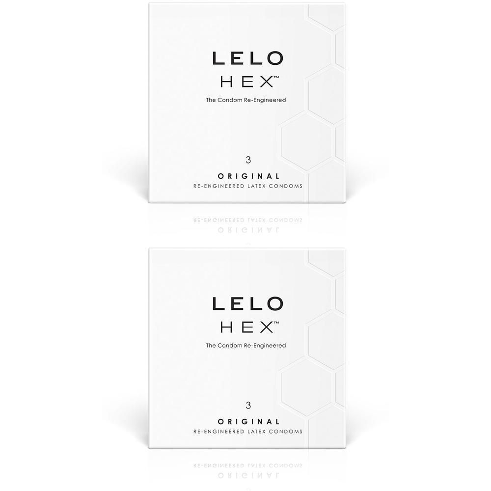 Due confezioni di preservativi Lelo HEX Original, 3 pezzi ciascuna.