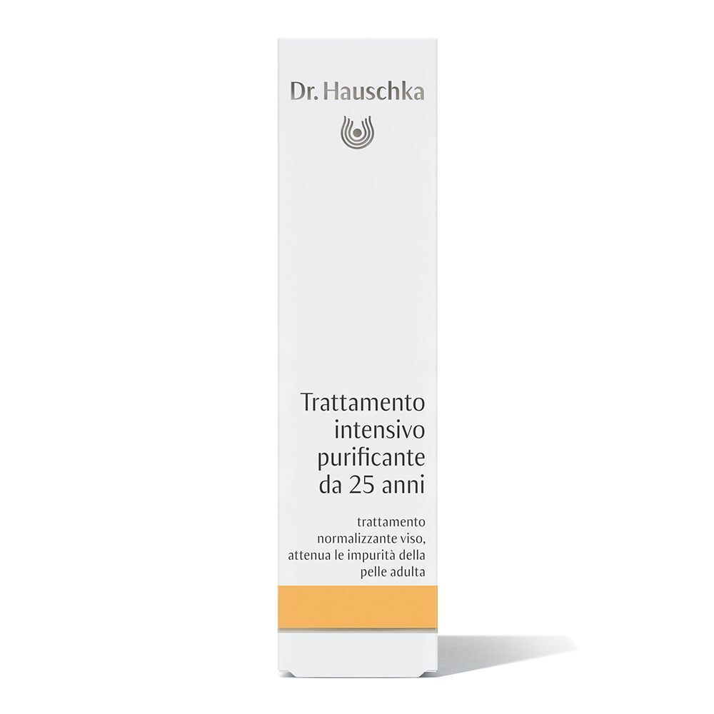 Confezione Dr. Hauschka Trattamento Intensivo Purificante Da 25 Anni con banda arancione in basso.
