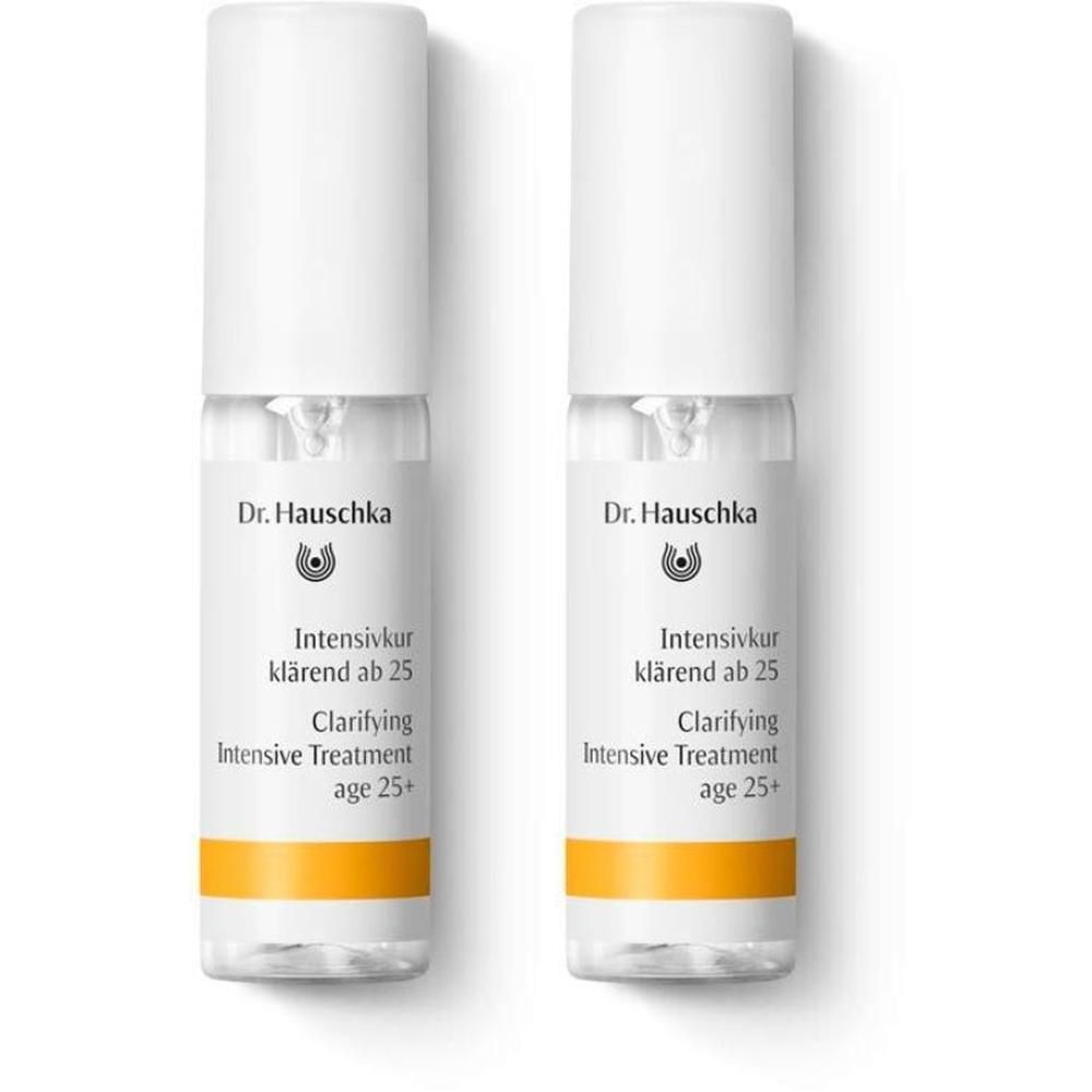 Due Trattamenti Intensivi Purificanti Dr. Hauschka da 25 anni, in flaconi di vetro con erogatore bianco.
