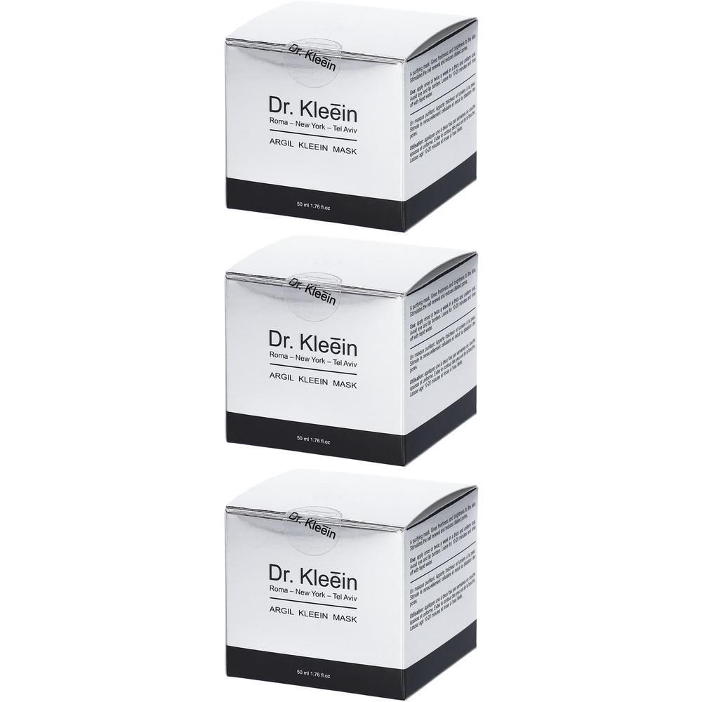 Tre scatole Dr. Kleein ARGIL KLEEIN MASK, argento e nero.