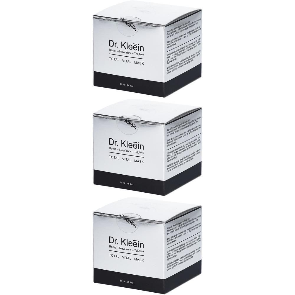 Tre scatole Dr. Kleein TOTAL VITAL MASK, argento e nero.