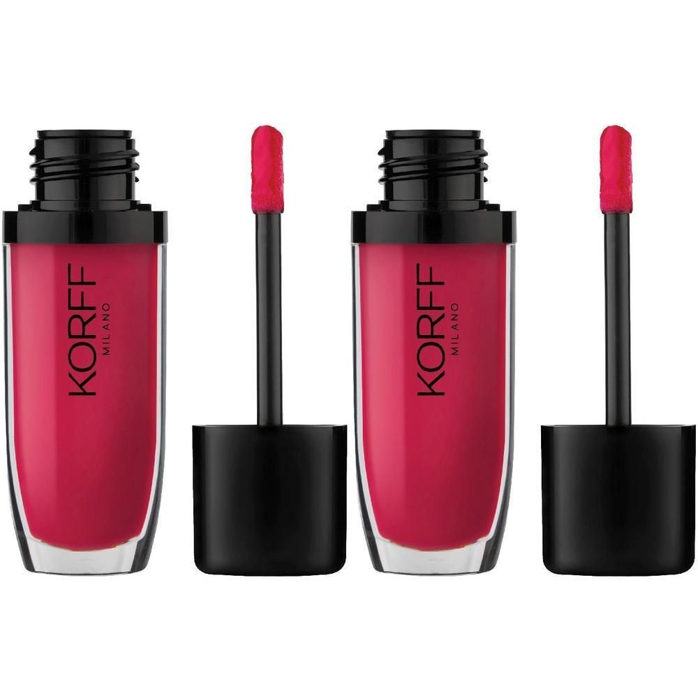 Due flaconi di rossetto Korff Milano con applicatori. Colore rosso.