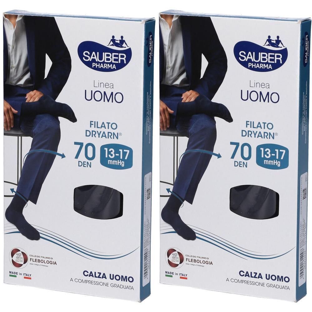 Sauber Pharma Uomo Calza Dryarn 70 Denari Blu Taglia L/XL
