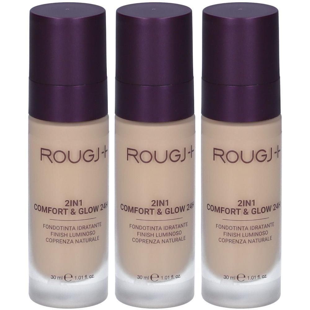 Rougj+ 2In1 Comfort & Glow 24H Fondotinta Idratante Luminoso Colore 02 Light Beige
