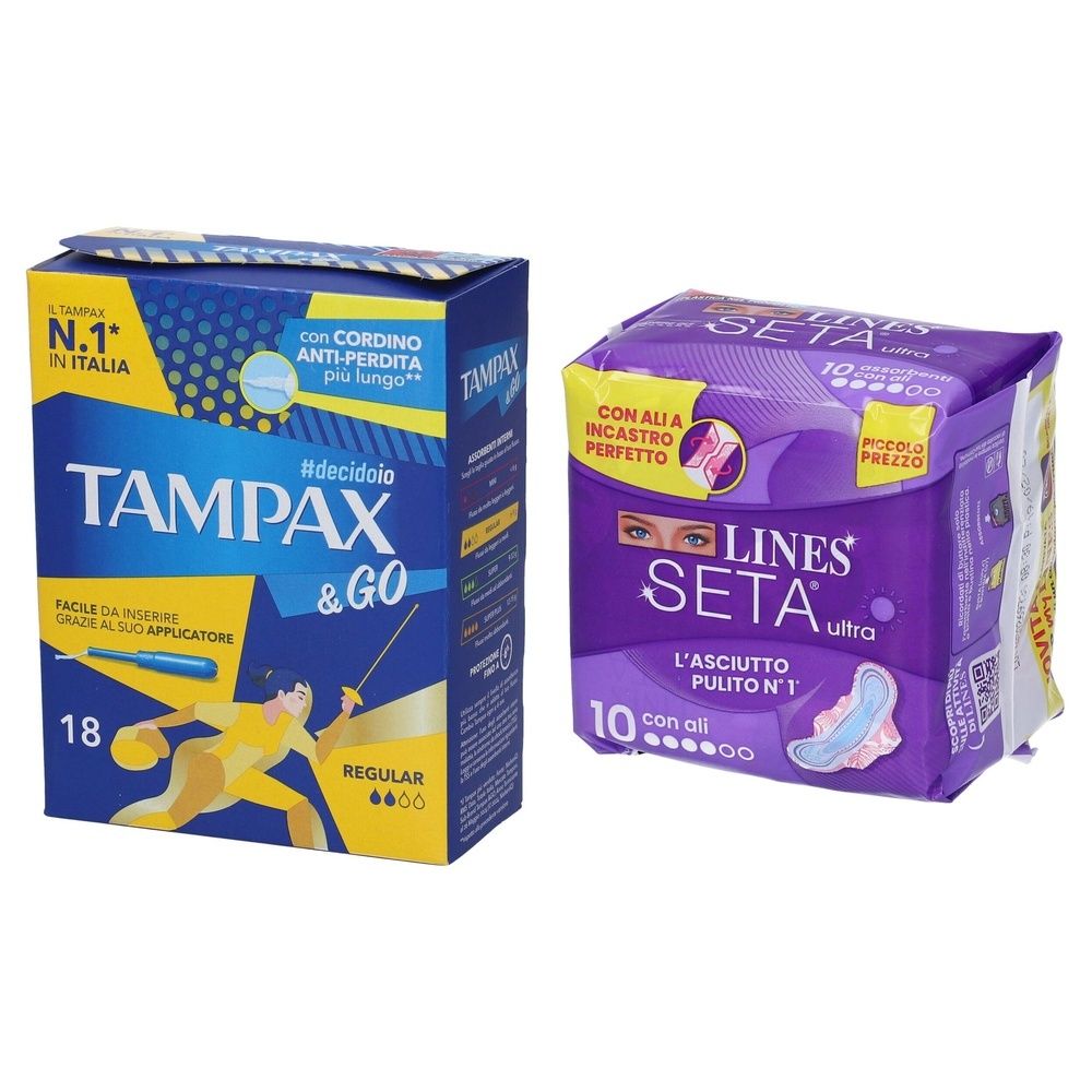 LINES Seta Ultra con Ali + Tampax &Go Regular