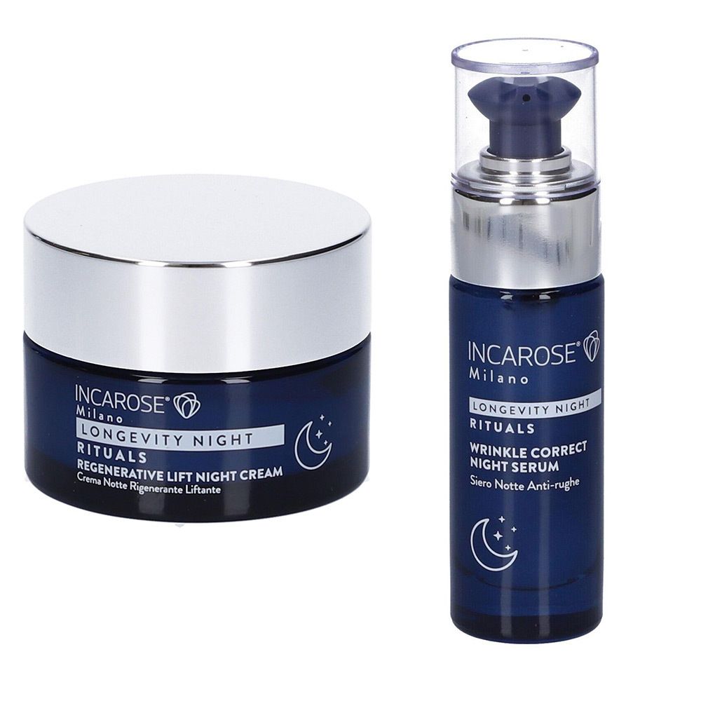 Incarose Longevity Night Rituals Crema Notte Rigenerante Liftante + Incarose Longevity Night Rituals Siero Notte Anti-Rughe