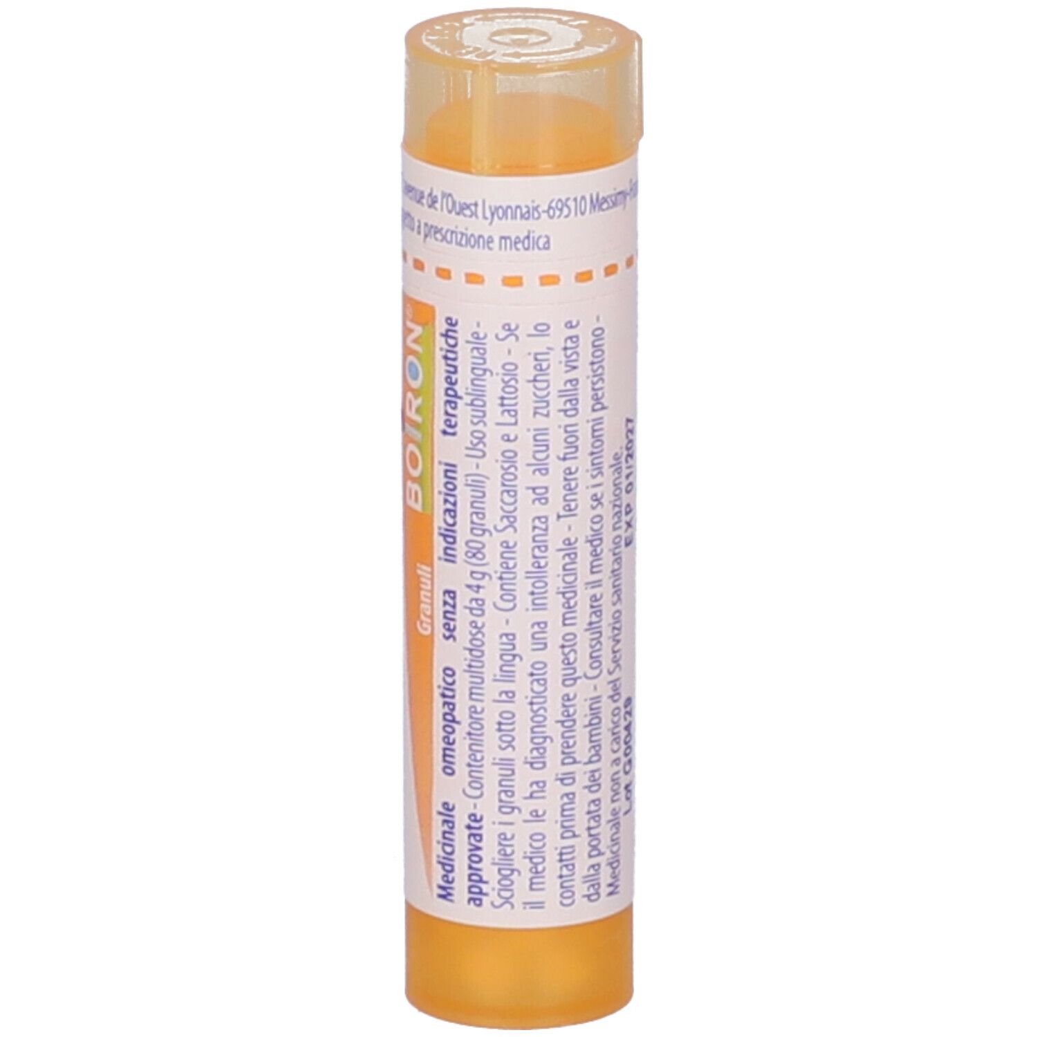 Tubo giallo con testo bianco. Contiene "Calcarea carbonica ostrearum 15 ch" e logo.