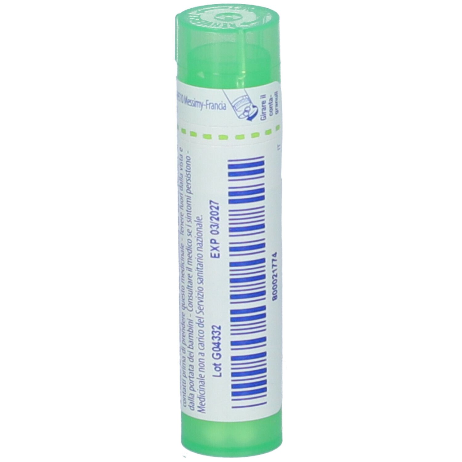 Tubo verde. Scritte: Carduus marianus, 5 ch. Etichetta con data di scadenza e numero di lotto.