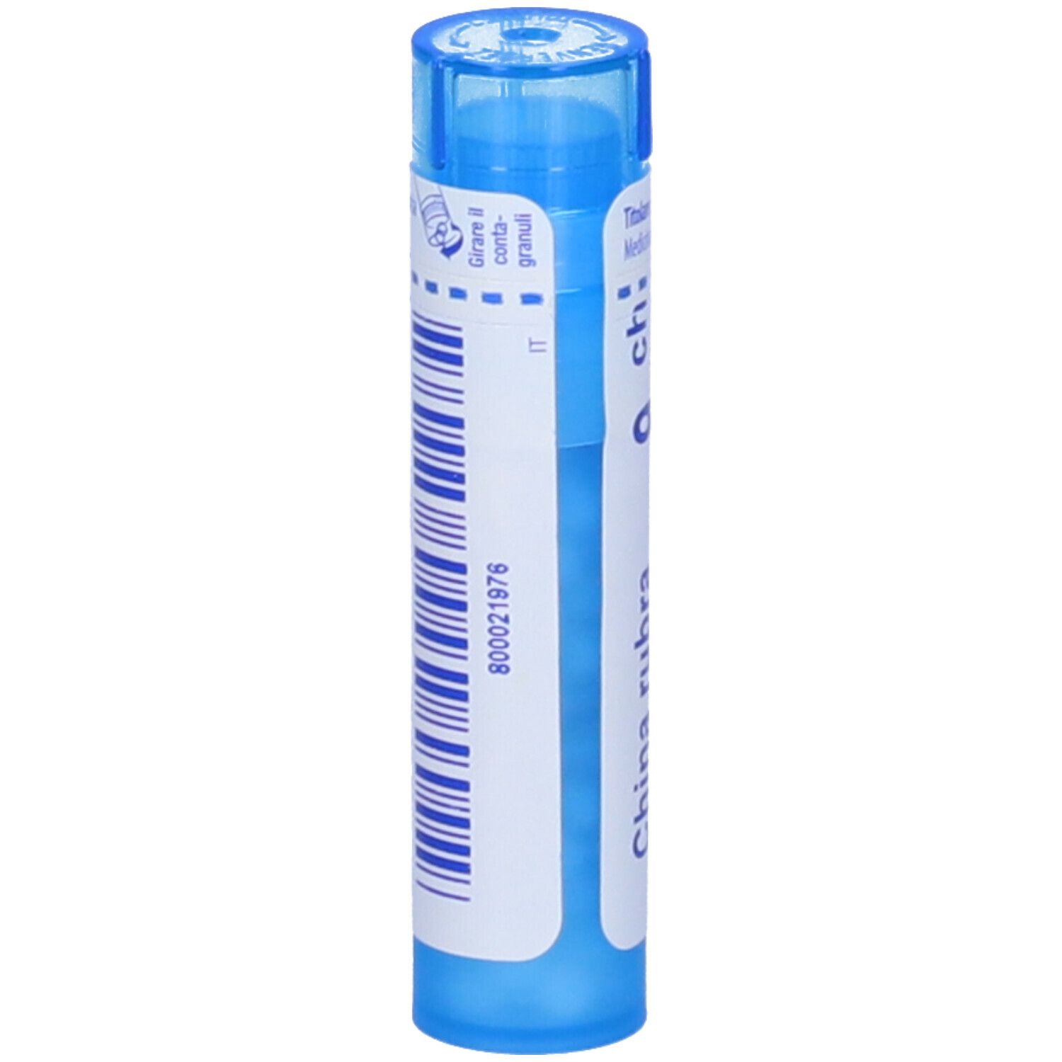 Tubo blu con "China rubra 9 ch".