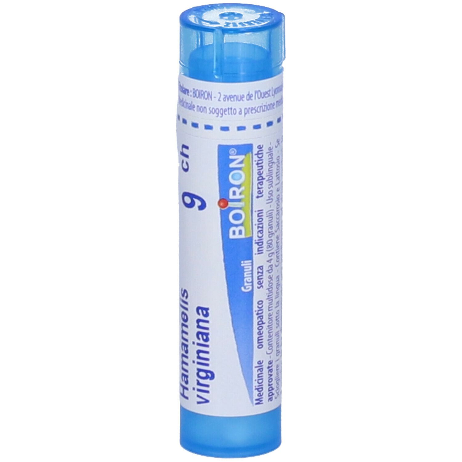 Tubo blu con etichetta bianca. Nome del prodotto e "9 ch" ben visibili. Marchio BOIRON®.