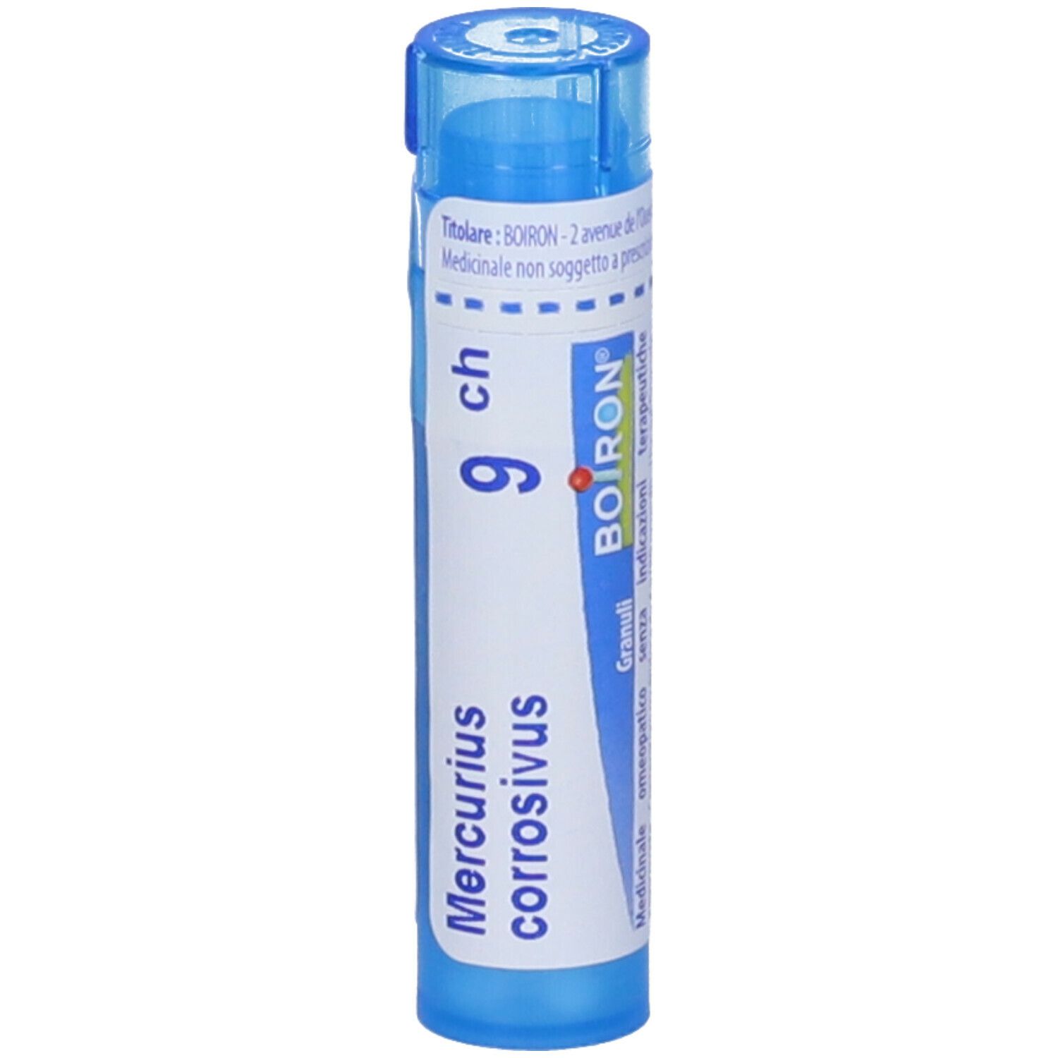 Tubo blu con etichetta bianca. Nome del prodotto, '9 ch' e marchio BOIRON® visibili.