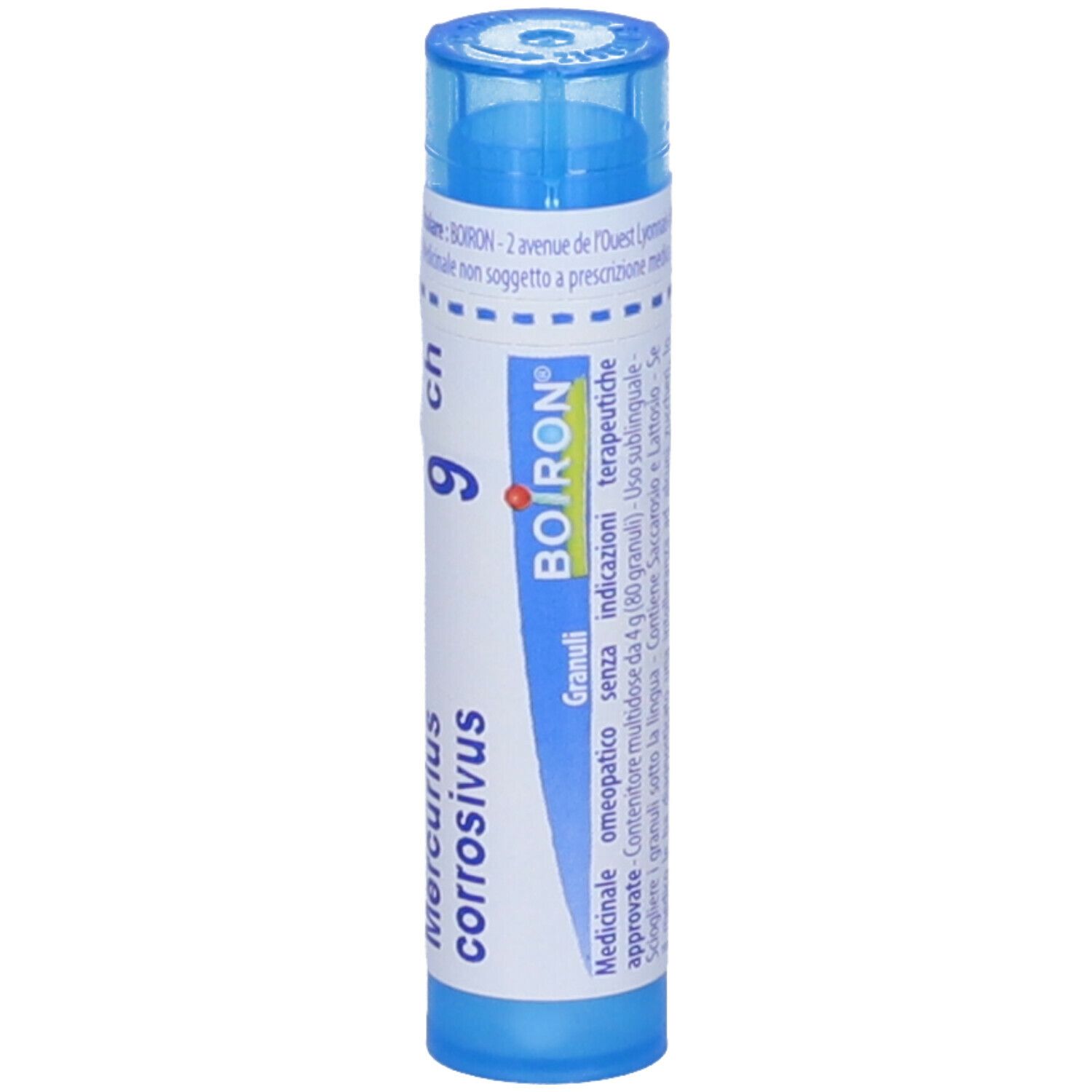 Tubo blu con etichetta bianca. Nome del prodotto, '9 ch' e marchio BOIRON® visibili.