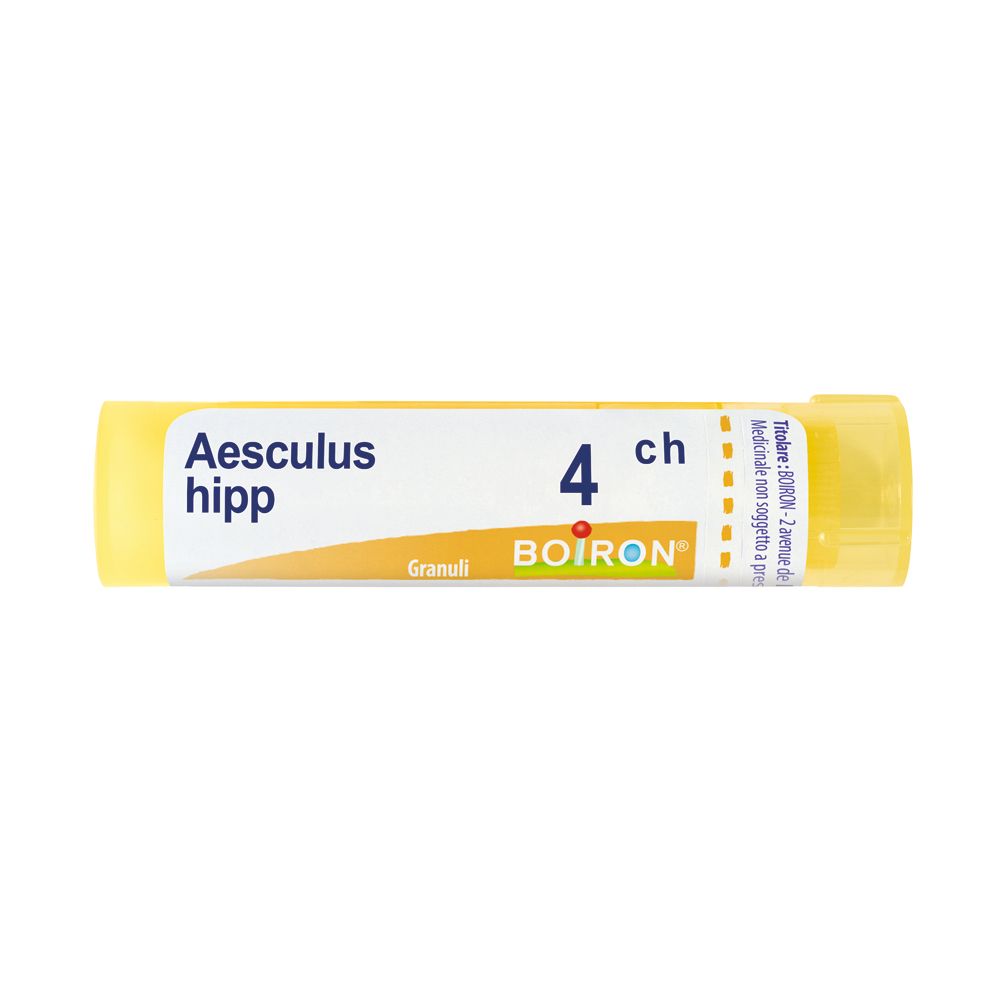 Tubo giallo con scritta Aesculus hipp 4 ch Granuli e logo BOIRON.