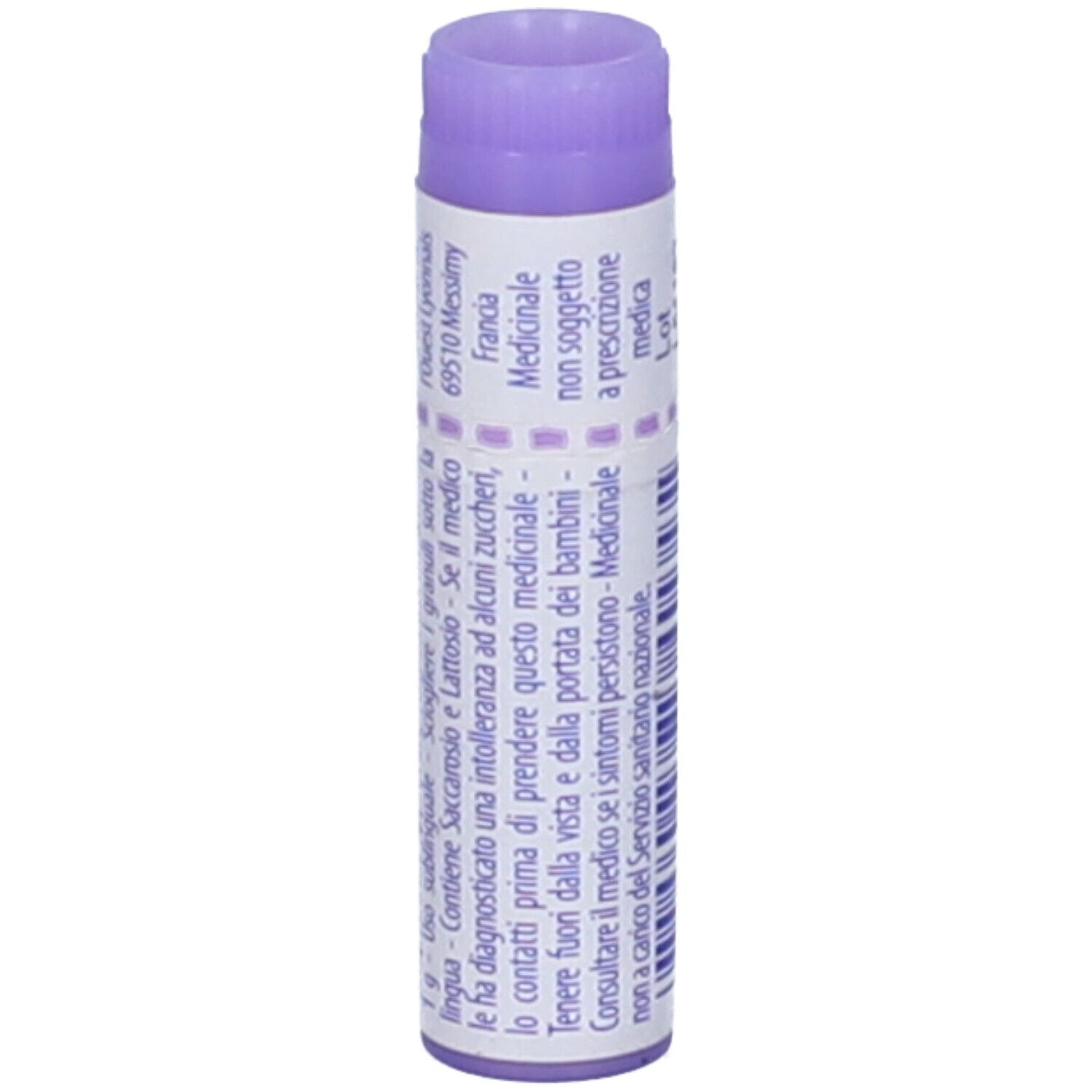 Tubo con scritta Carbo vegetabilis 30 ch, Granuli, BOIRON. Testo in francese.