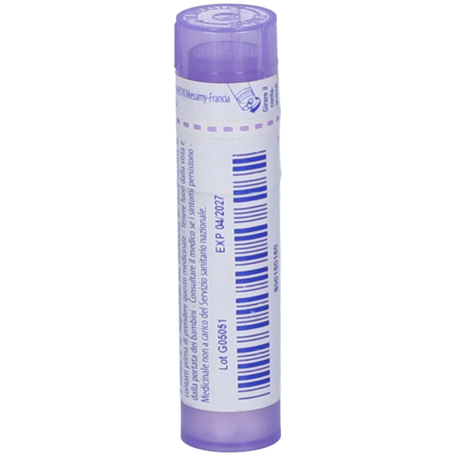 Confezione cilindrica di BOIRON® Kalium Iodatum 30 Ch Granuli. Tappo e testo viola.