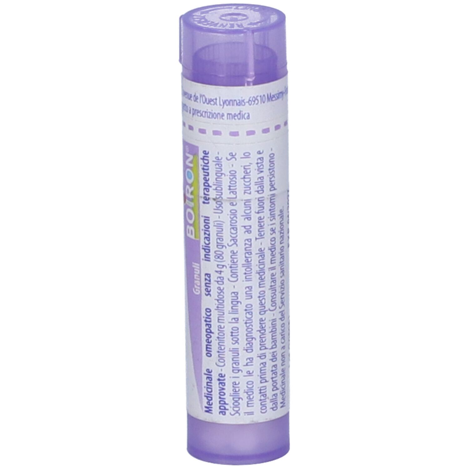 Confezione cilindrica di BOIRON® Kalium Iodatum 30 Ch Granuli. Tappo e testo viola.