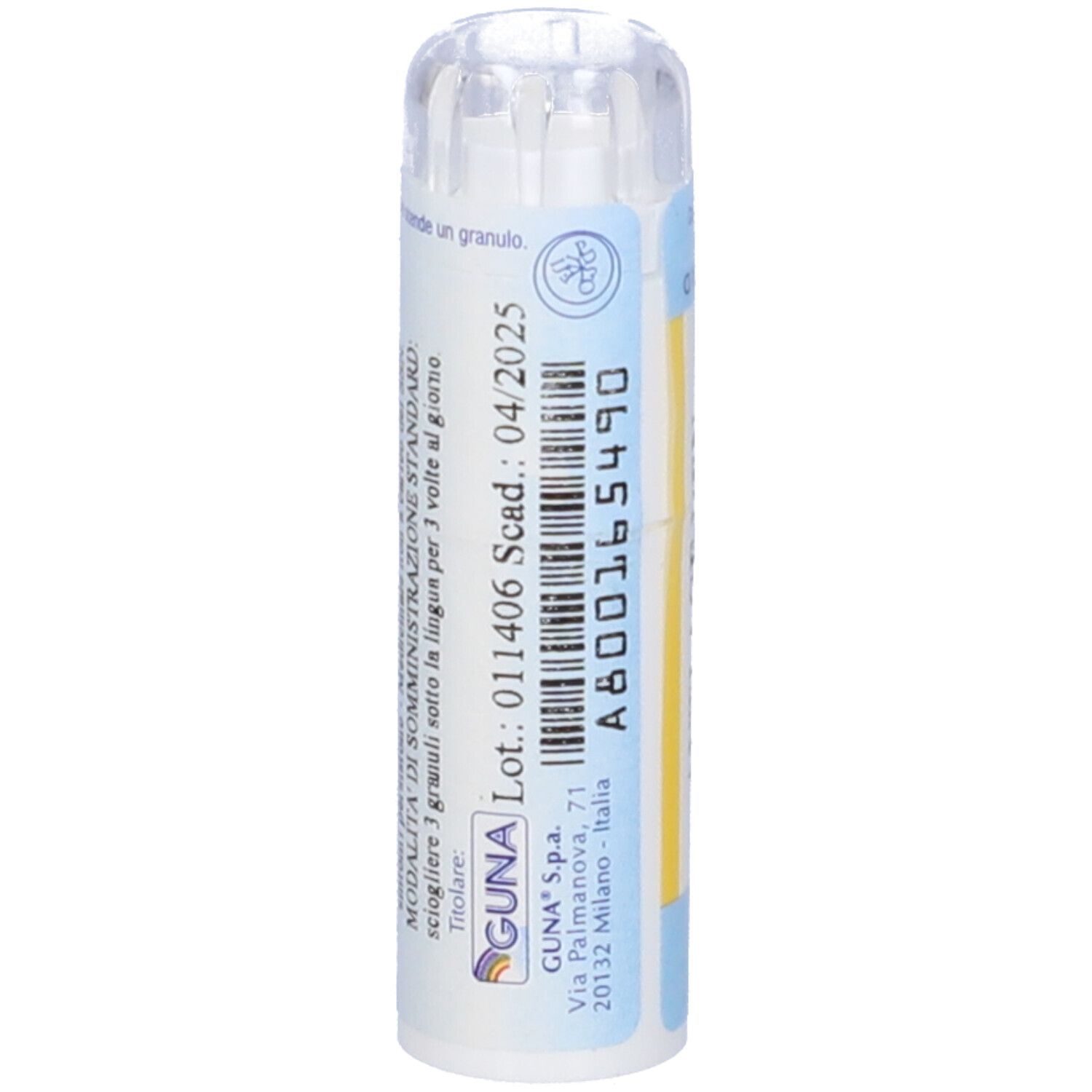 Contenitore cilindrico. Scritta: ANTI AGE VEN. Granuli omeopatici. Contenuto: 4 g.