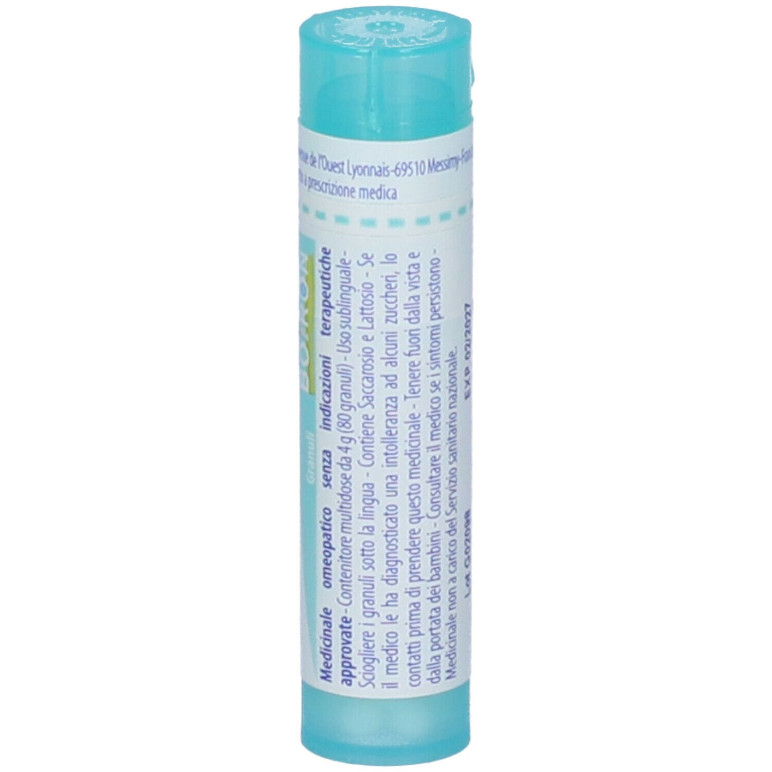 Confezione cilindrica BOIRON® Mercurius solubilis 6Ch Granuli. Scritta: Mercurius solubilis, 6 ch, Granuli, BOIRON. Tappo blu.