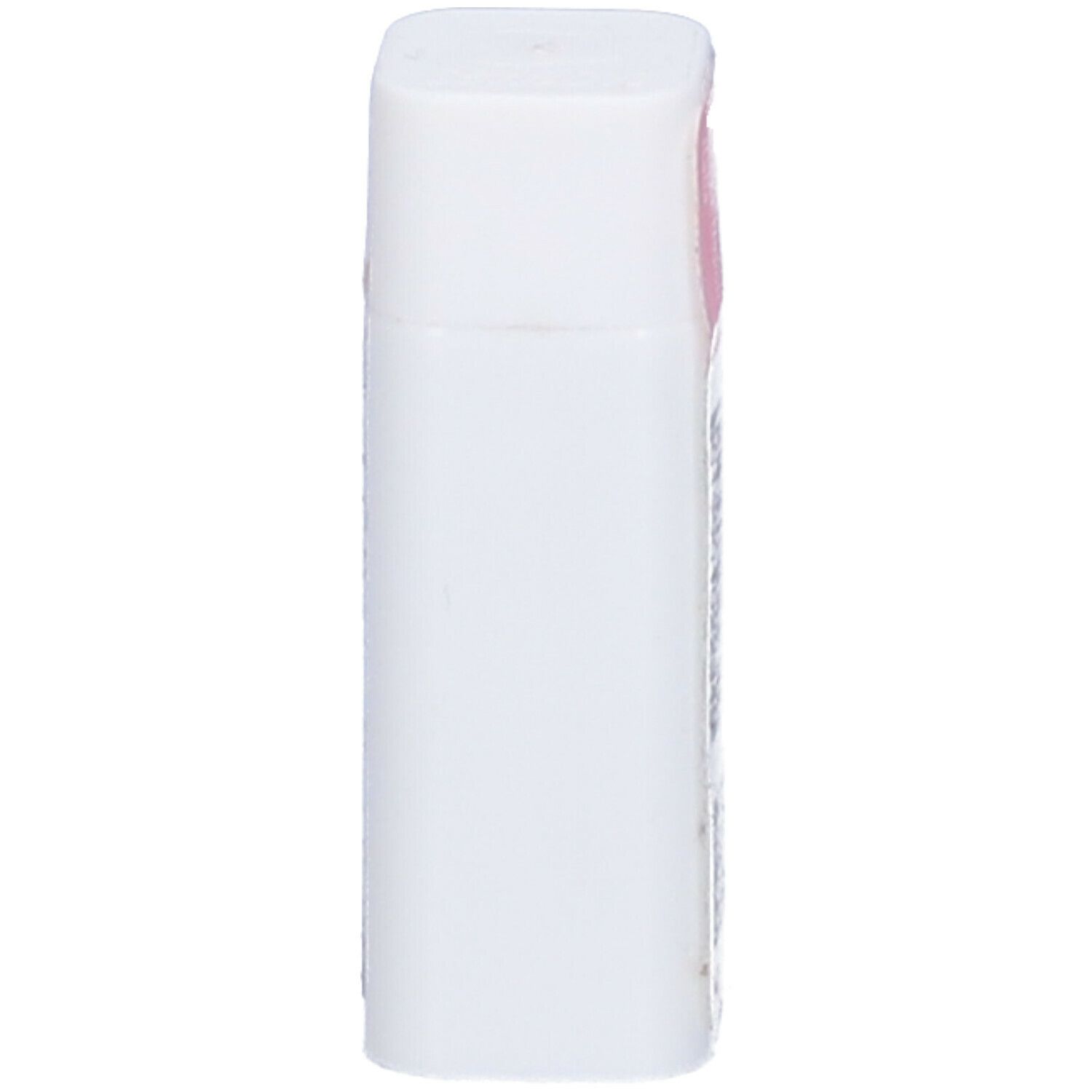 Confezione cilindrica bianca con coperchio rosa. Nessuna scritta visibile.