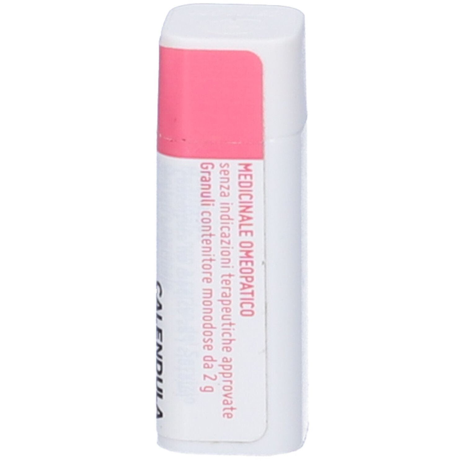 Confezione cilindrica con etichetta rosa. Testo: "Medicinale Omeopatico".