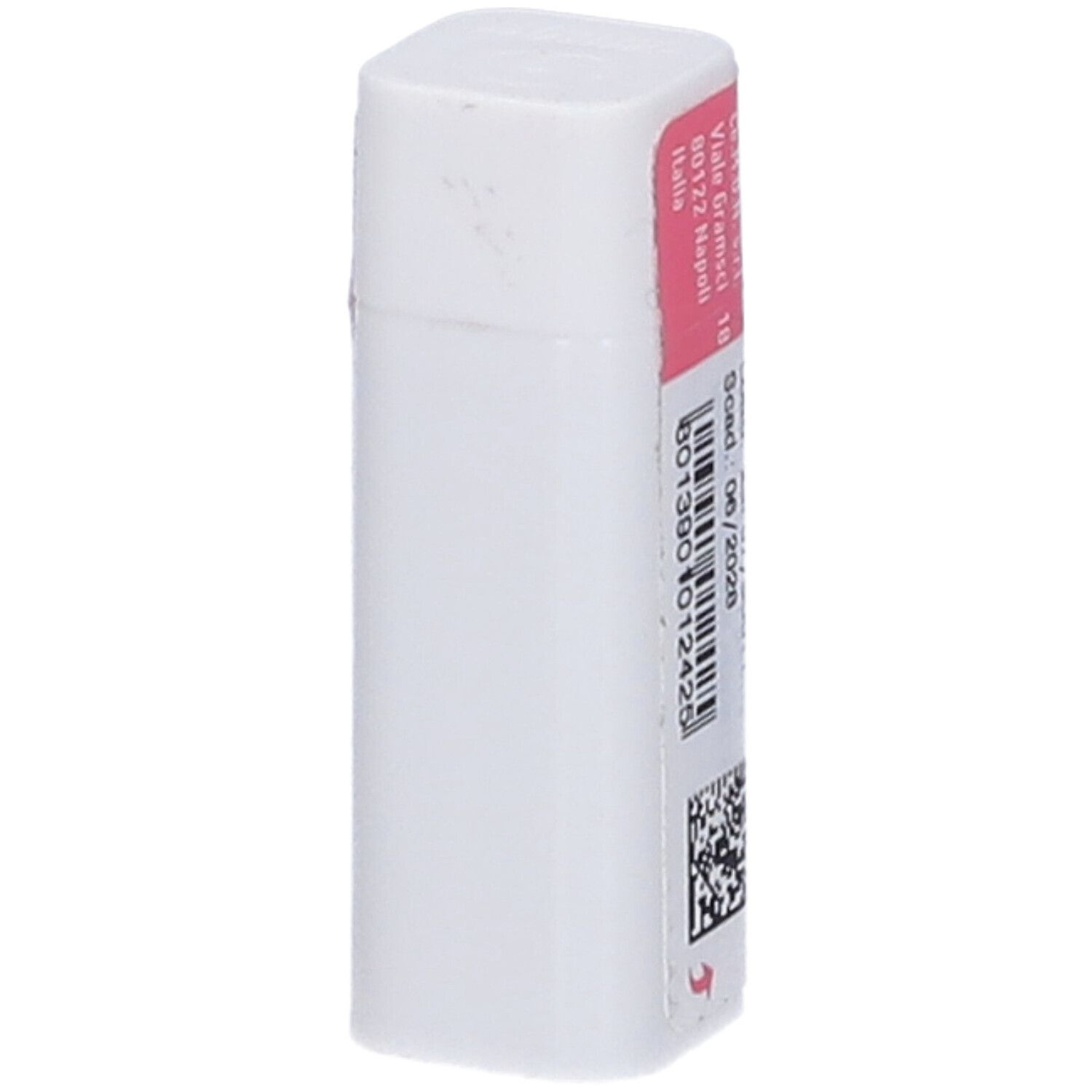 Confezione rettangolare, principalmente bianca. Etichetta rosa con testo e codice QR. Scritta: Medorrhinum XMK.