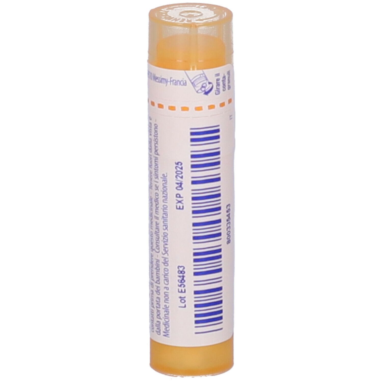 Confezione cilindrica bianco-gialla con "Platina 15 ch" e logo Boiron. Scadenza: 04/2025.