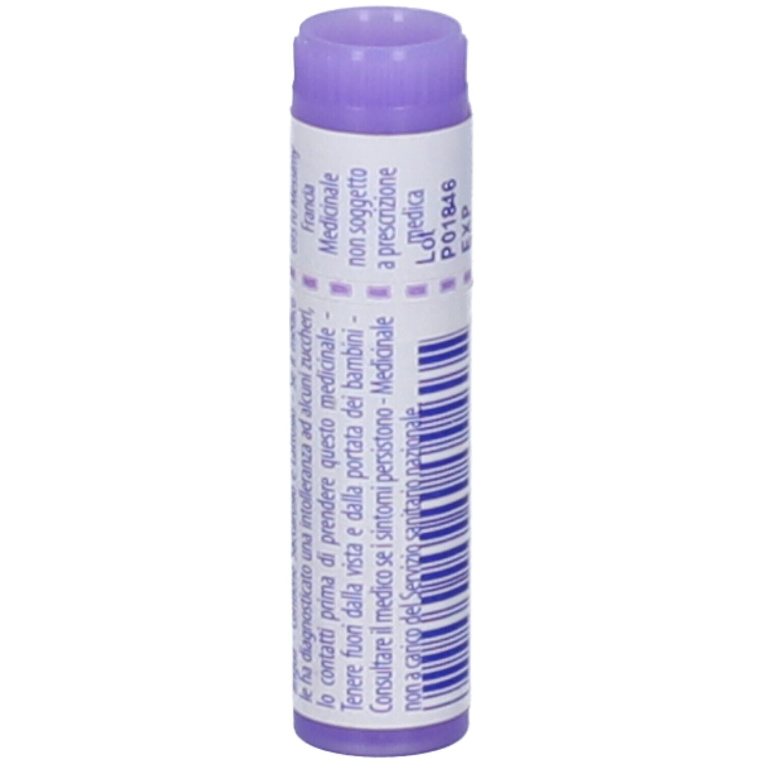 Confezione cilindrica con 'Euphrasia officinalis 30 ch'. Etichetta con informazioni mediche.