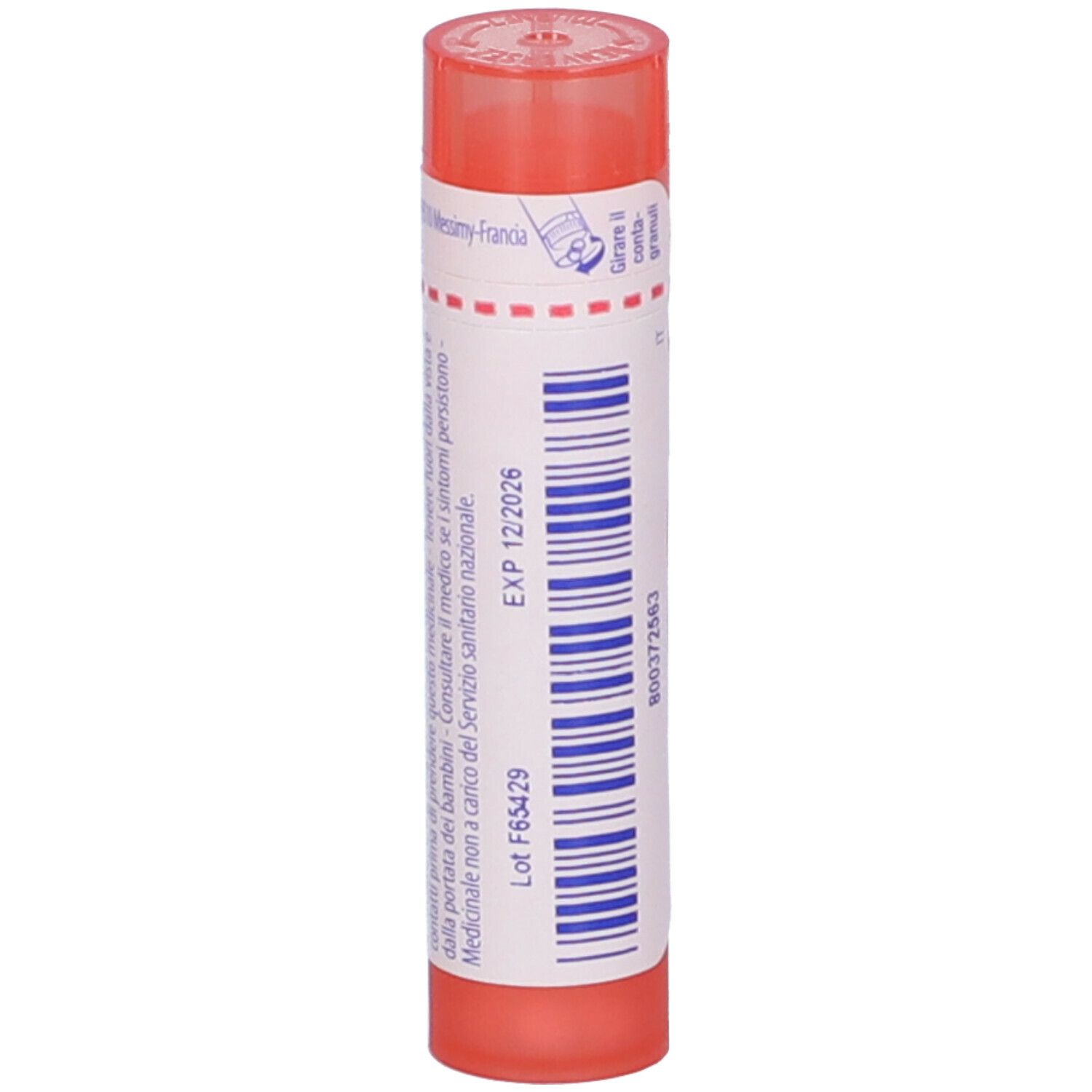 Tubo rosa con etichetta bianca. Scritta: EXP 12/2026, Lot F65429.