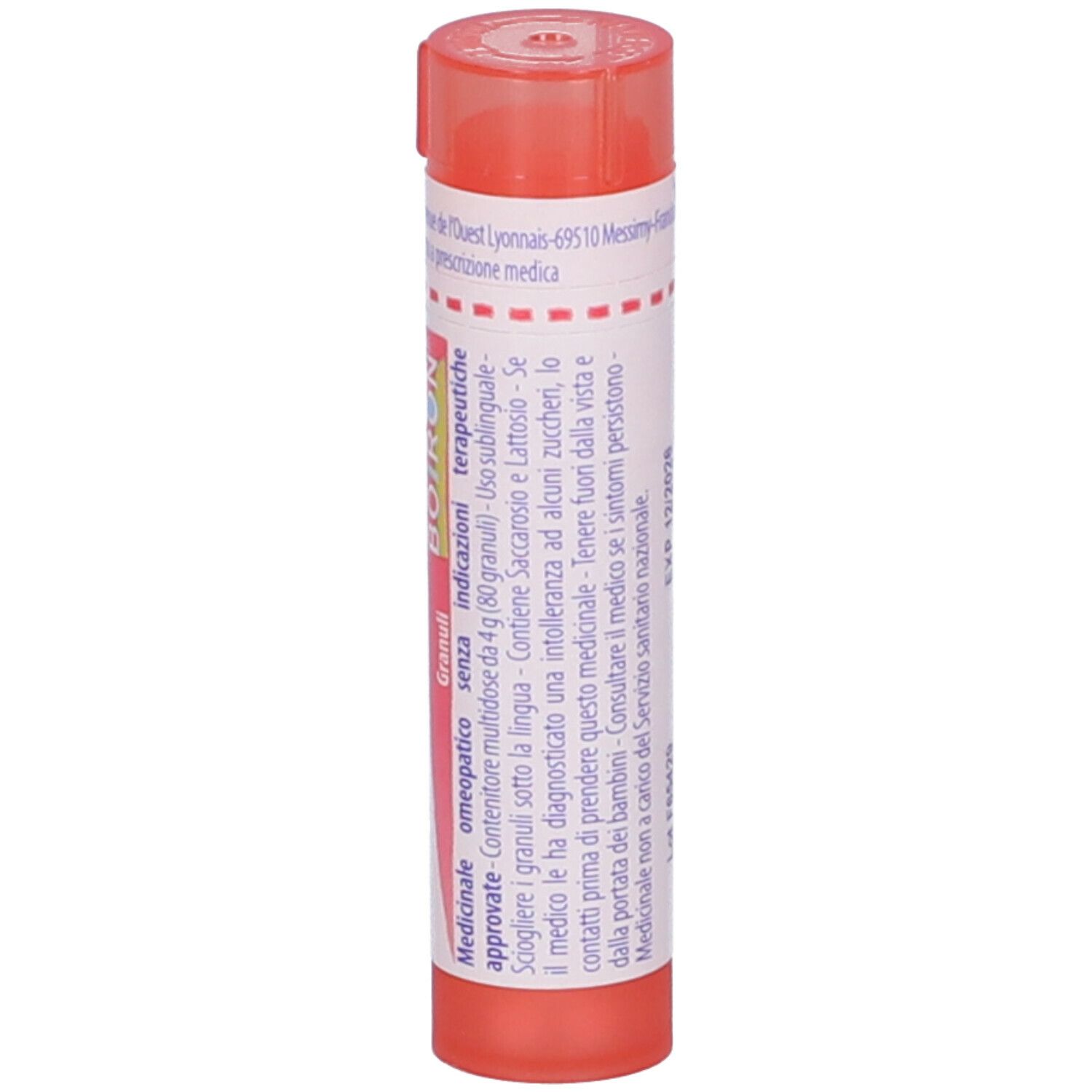 Tubo rosa con etichetta bianca. Scritta: Carduus marianus 7 ch, BOIRON, Granuli.