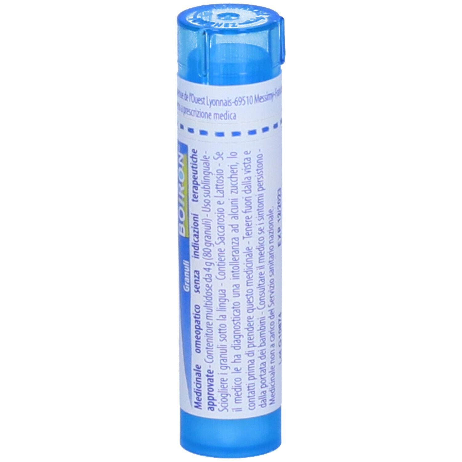 Tubo blu con scritta bianca Influenzinum (i.n.f.) 9 ch e BOIRON®.