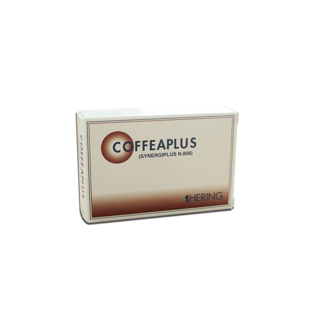 Scatola bianca COFFEAPLUS, logo HERING. Sfumatura marrone in basso.