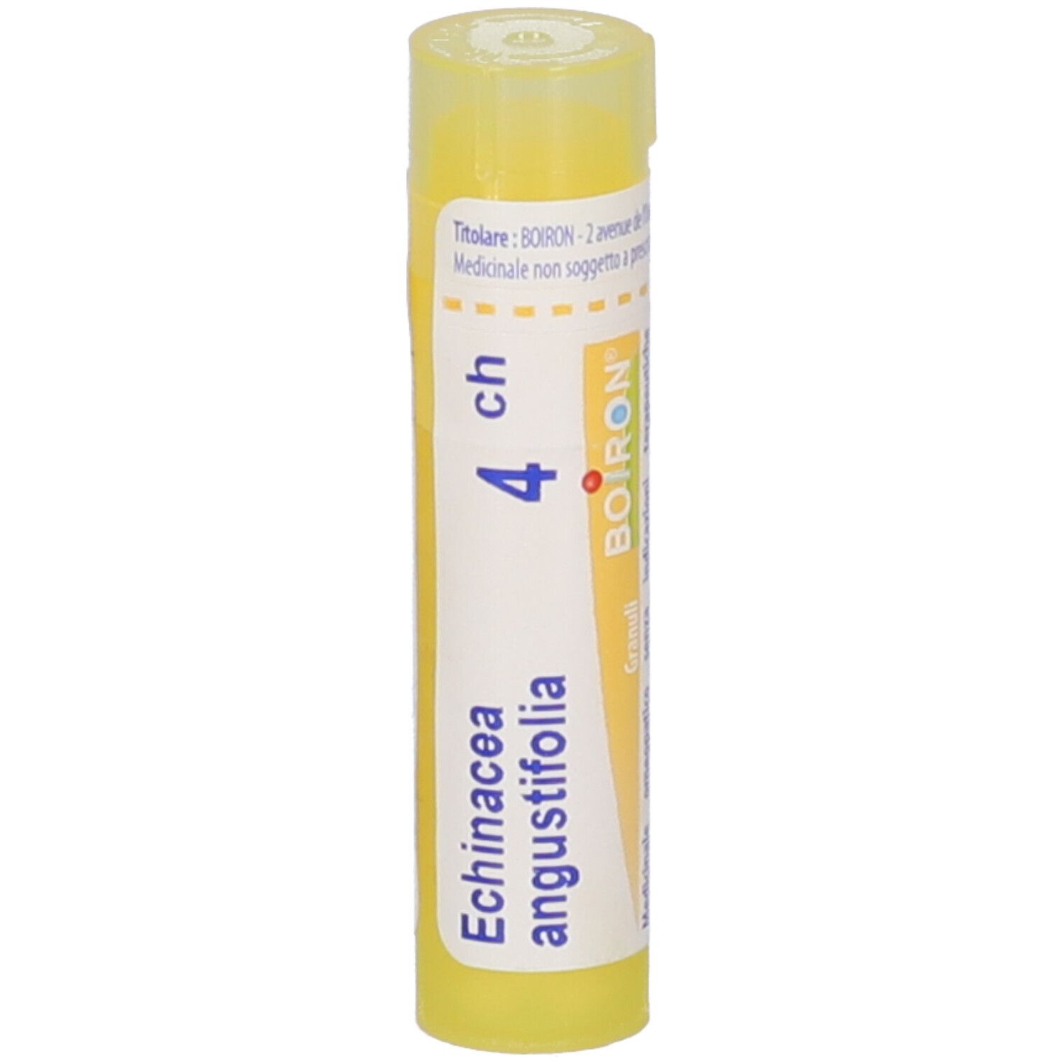 Tubo giallo con logo BOIRON e scritta 'Echinacea angustifolia 4 ch'.
