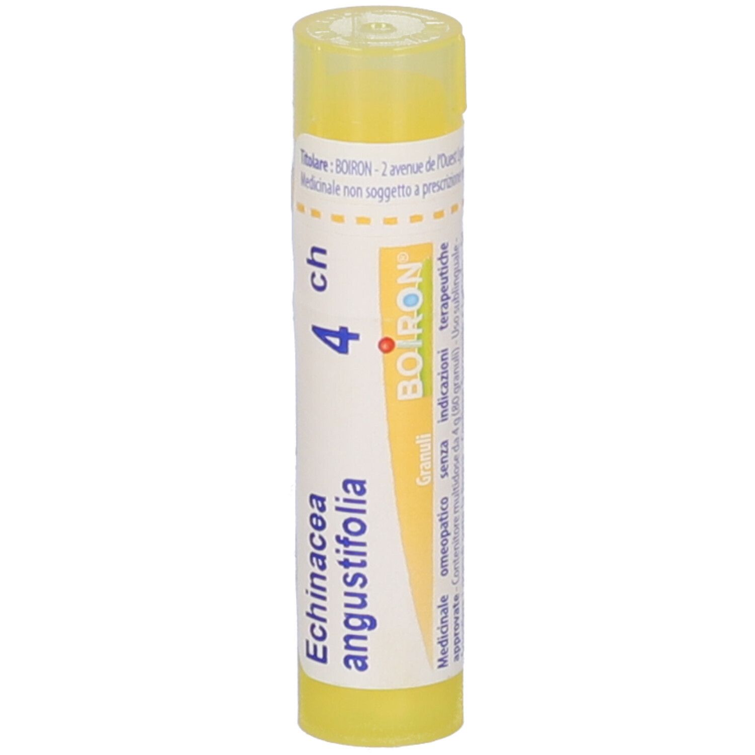 Tubo giallo con logo BOIRON e scritta 'Echinacea angustifolia 4 ch'.