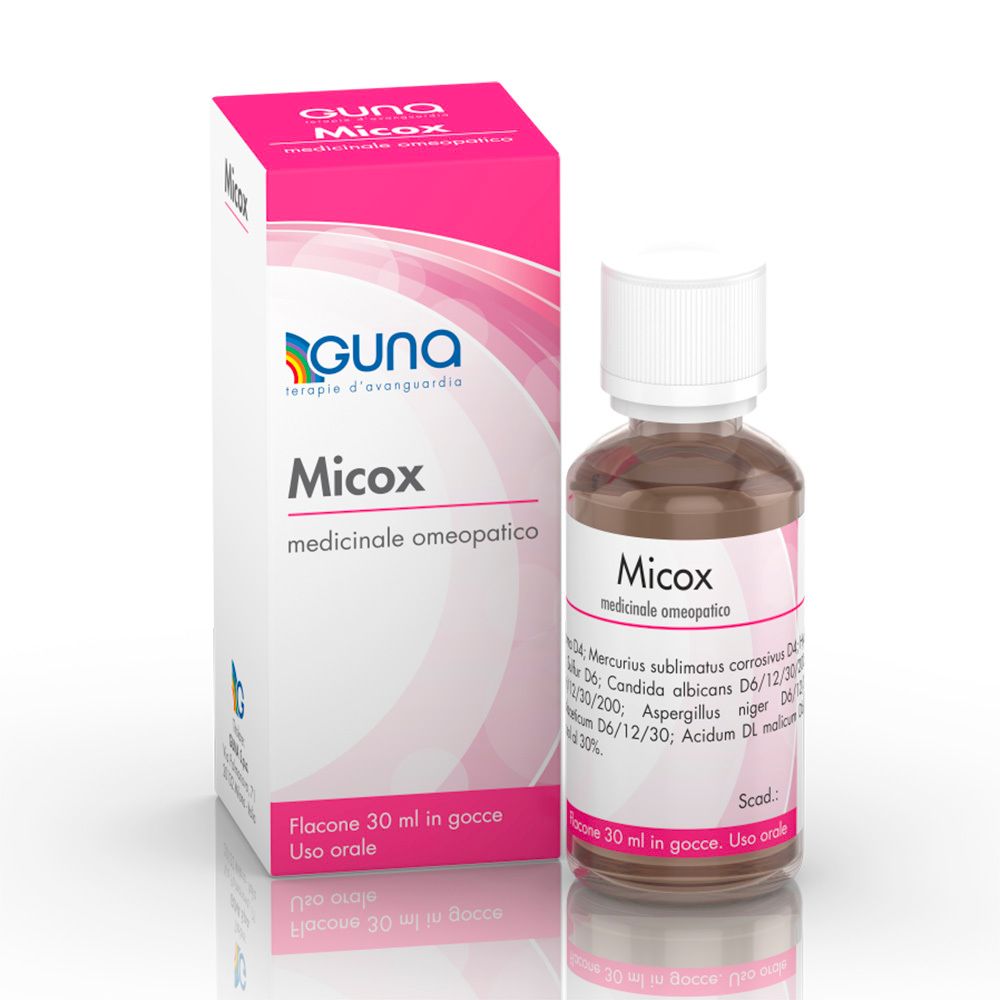 Flacone di vetro marrone con tappo bianco ed etichetta rosa. Accanto, scatola rosa con nome e logo del prodotto.
