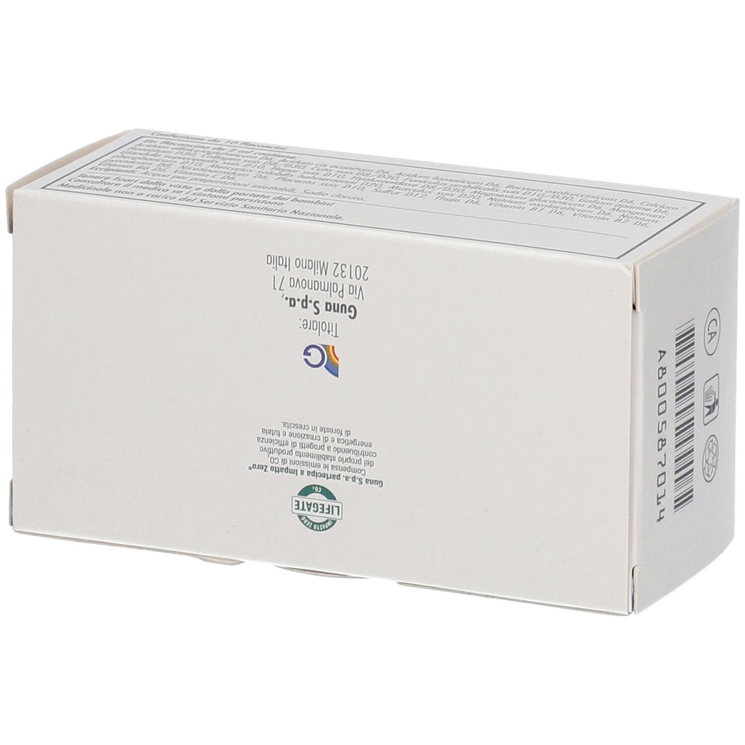 Scatola del prodotto Made di Guna. Scritta: medicinale omeopatico. Contiene 10 flaconcini.