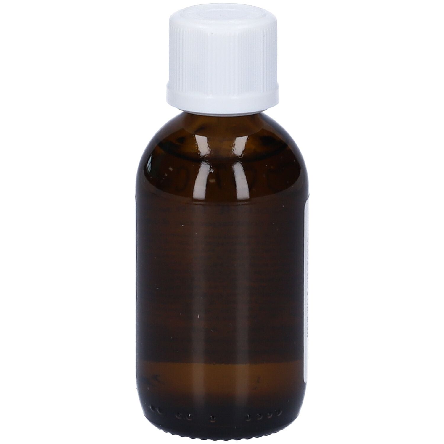 Flacone di vetro marrone con tappo bianco. Etichetta con testo. Nome prodotto: Solidago Oti Composto.