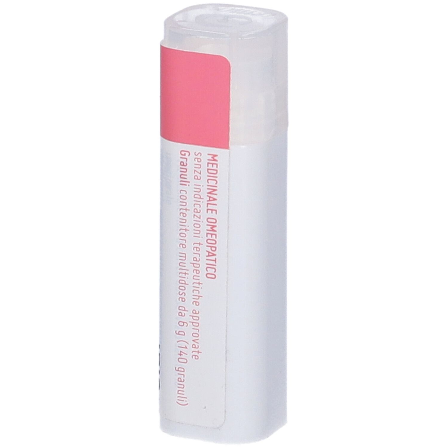 Confezione cilindrica bianca con etichetta rosa. Scritta: cemon. Contiene globuli. Testo: Medicinale omeopatico.