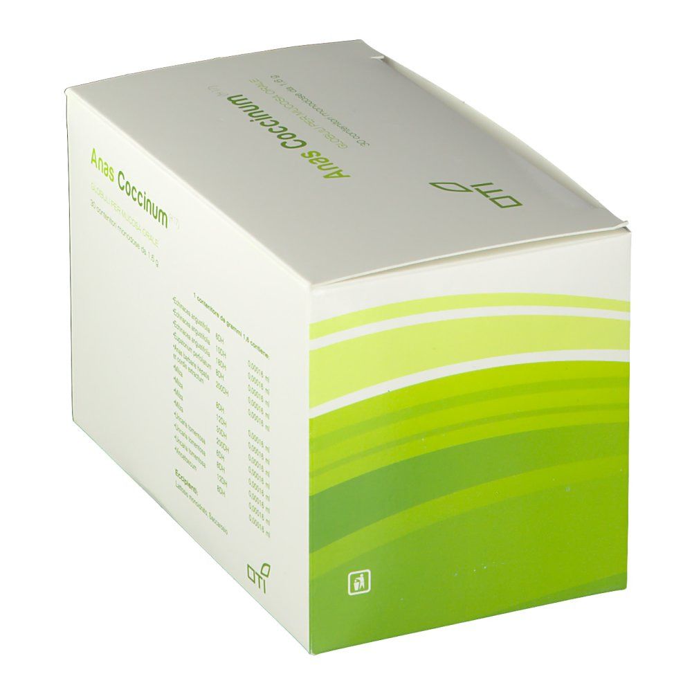 Scatola bianca con design verde. Scritta: Anas Coccinum. Logo OTI. Testo in italiano.