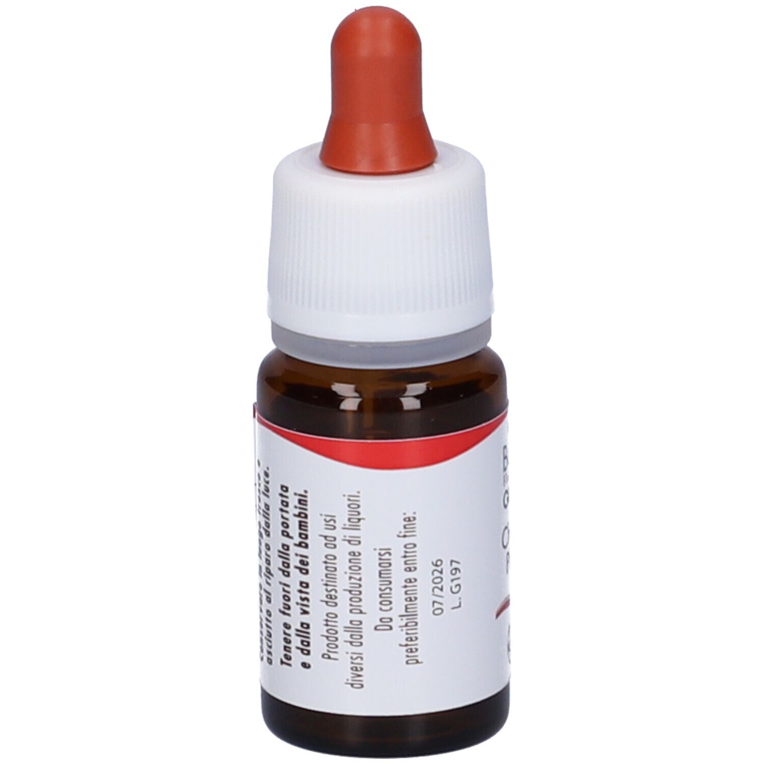 Flacone di vetro marrone con contagocce. Scritta: fiori di Bach flowers GUNA Cherry Plum. 10 ml.