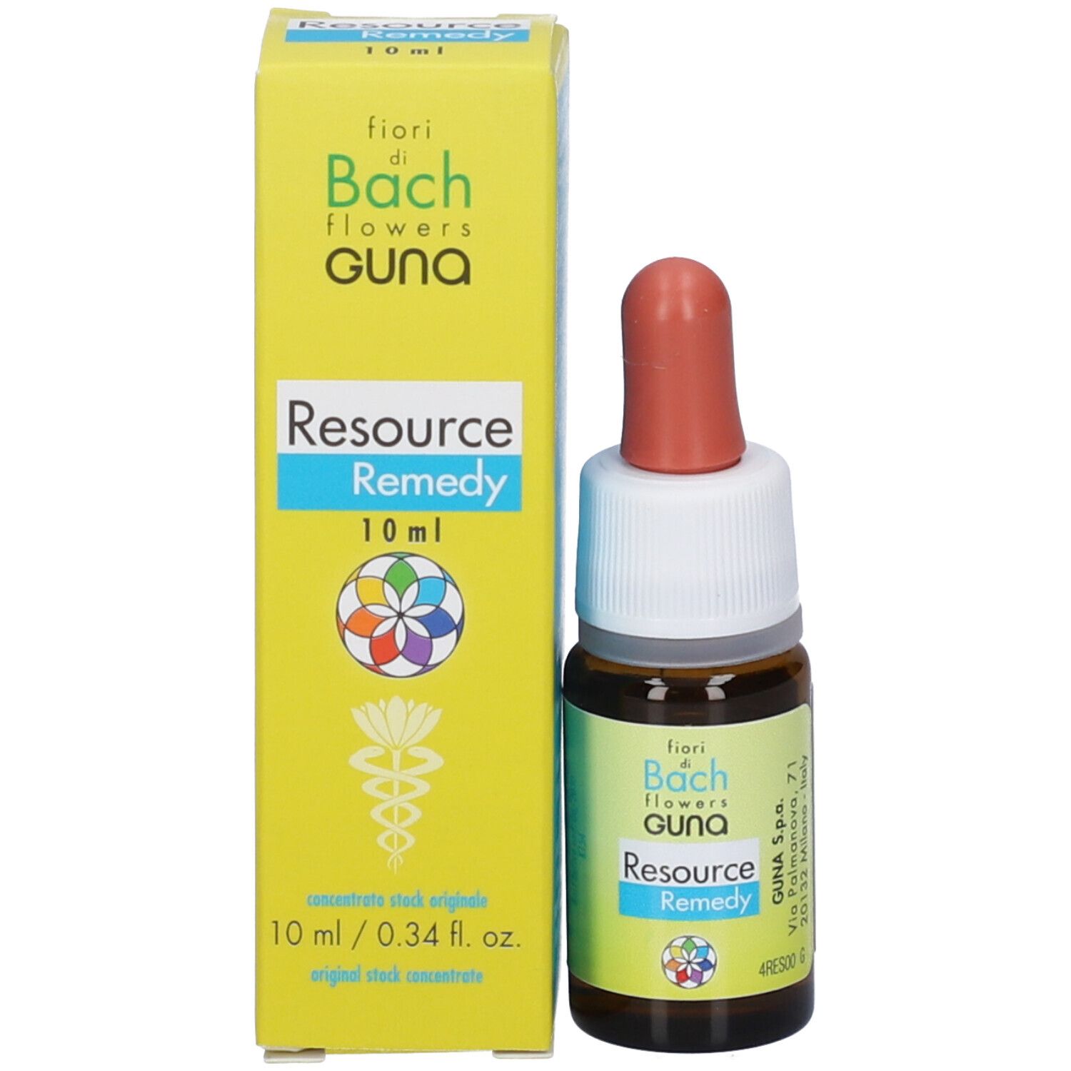 Resource Remedy Tropfflasche und Verpackung: Bachblüten GUNA, 10 ml.
