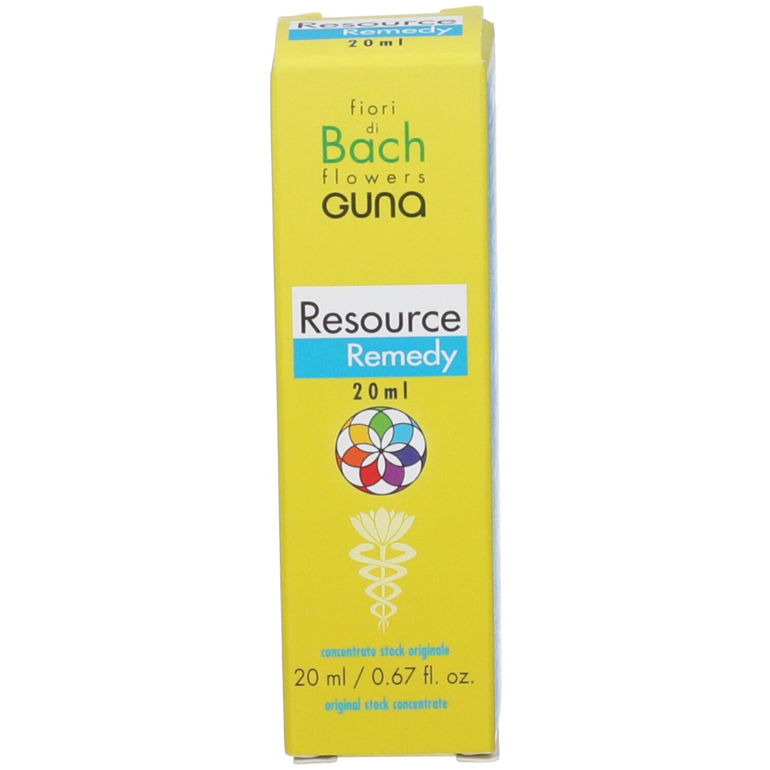 Verpackung der Resource Remedy Tropfenflasche, Bachblüten GUNA.