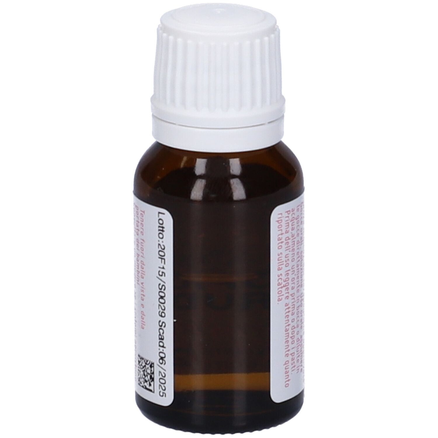 Flacone vetro marrone con tappo bianco. Etichetta rosa con testo: Opium Crudum 200 CH.