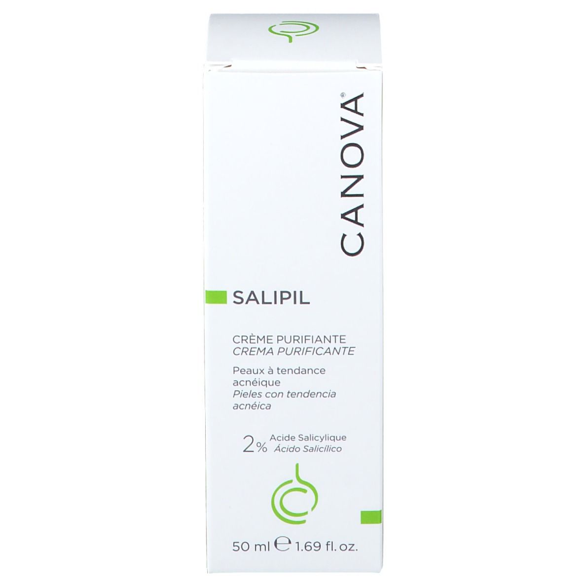 Boîte de CANOVA SALIPIL Crème. Contient le nom du produit et des informations.