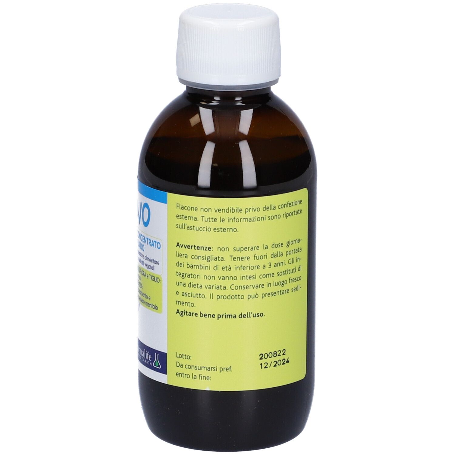 Flacone marrone con tappo bianco. Scritta SONNO. Prodotto Pharmalife. Con informazioni.