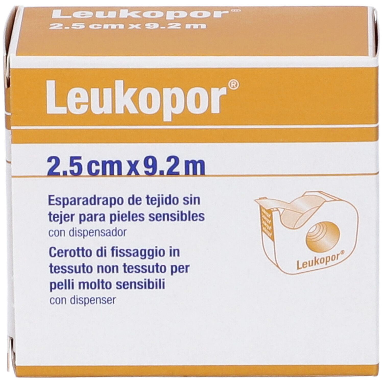 Leukopor® Pflasterrolle 2,5cm x 9,2m, weiß, mit Spendereinheit.