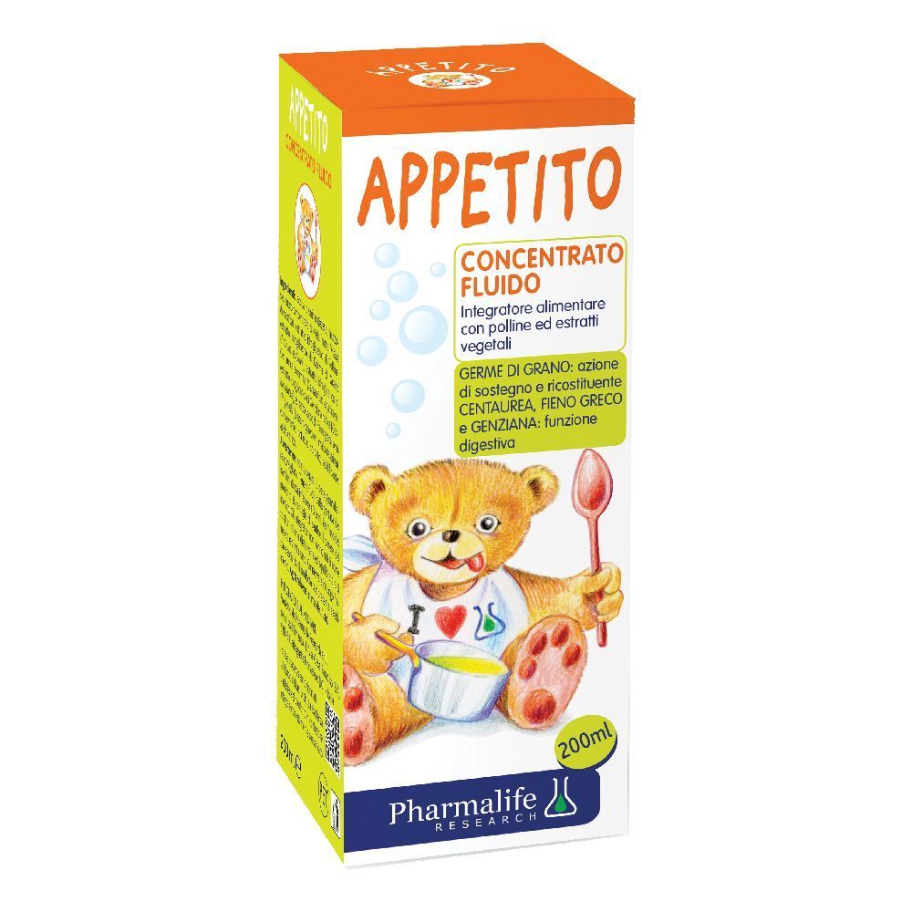 Confezione con nome del prodotto e illustrazione orsetto. Contiene testo e logo.