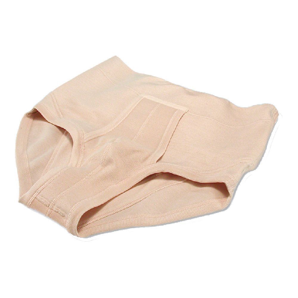 Slip beige. Tessuto di cotone. Design ortopedico. Vista frontale.