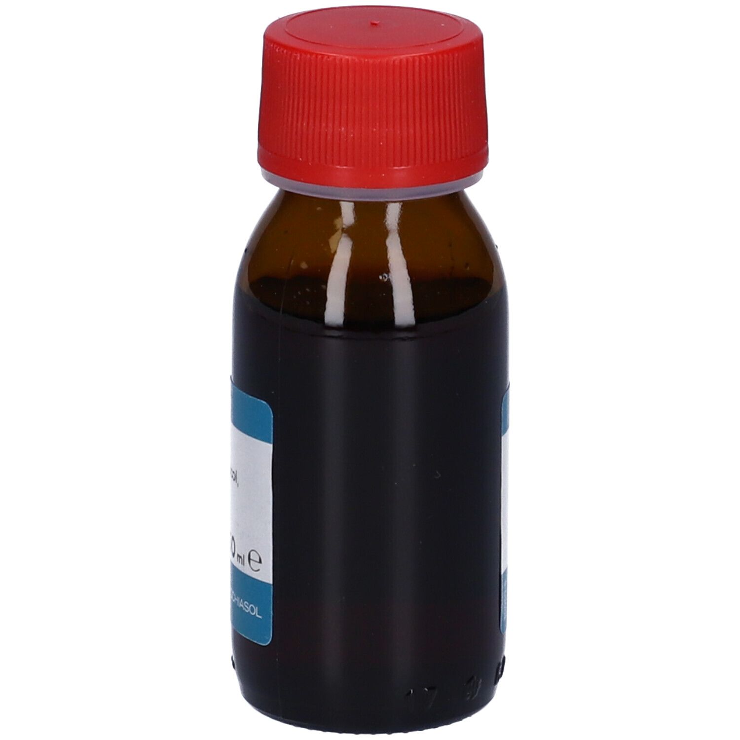 Flacone in vetro marrone con tappo rosso. Scritta: Salice Bianco. Etichetta con ingredienti e data di scadenza.