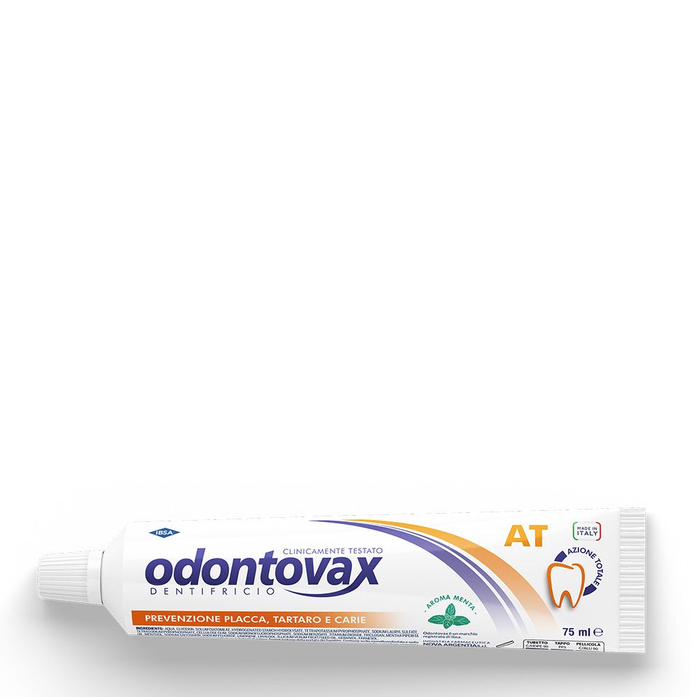 Odontovax Zahnpasta, 75 ml, mit Minzgeschmack, zur Plaque-, Zahnstein- und Kariesprävention.
