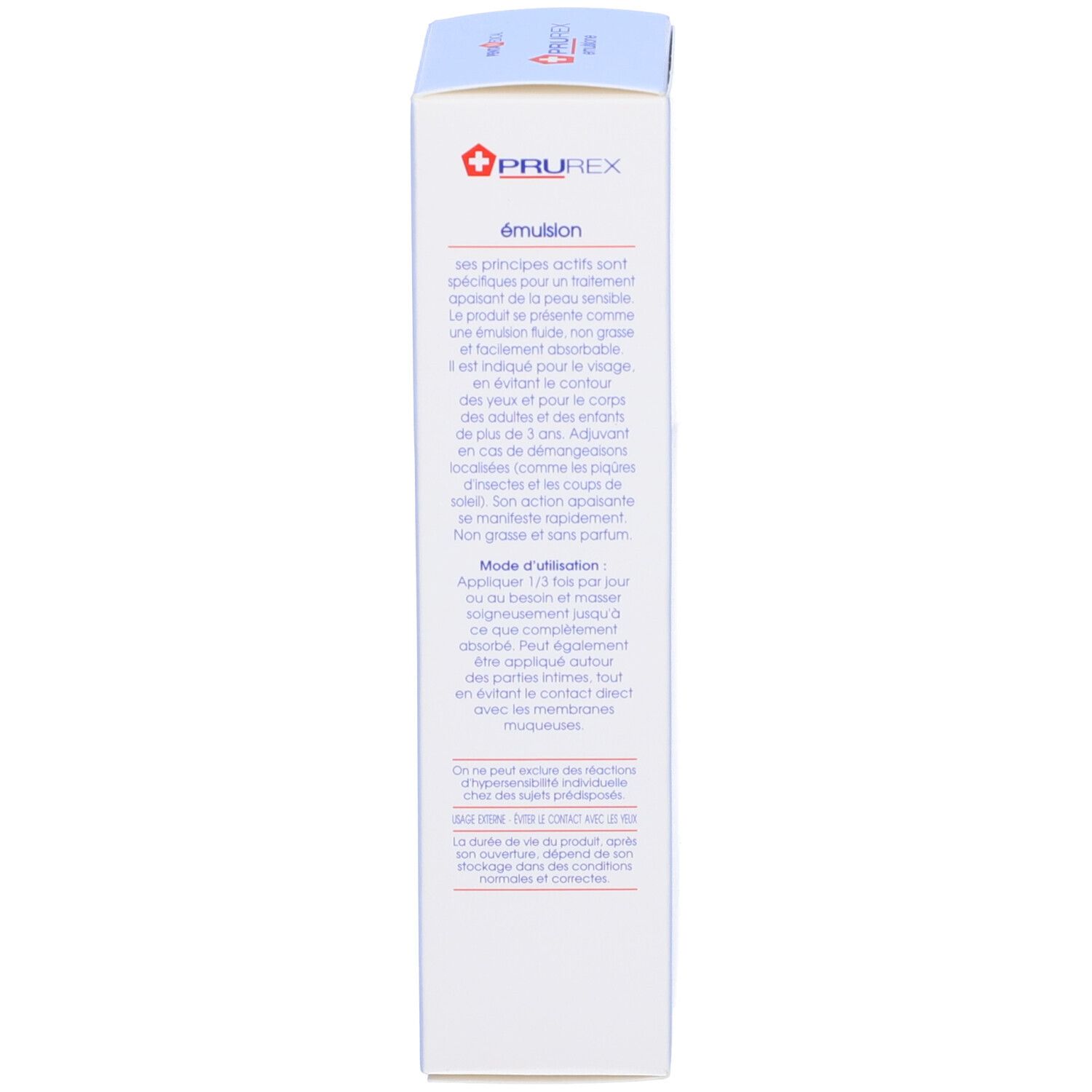 Confezione PRUREX. Testo: emulsion. Descrizione del prodotto. Logo PENTAMEDICAL.